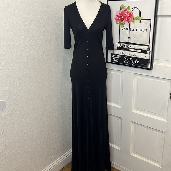 L’Academie Esperanza Black Button Front Maxi Dress Size XS - Picture 3 of 9